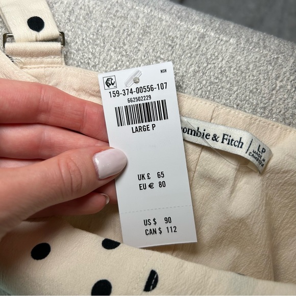 NWT NEW Abercrombie Mila Drop-Waist Mini Dress in Cream Dot Size Large Petite - Picture 11 of 12